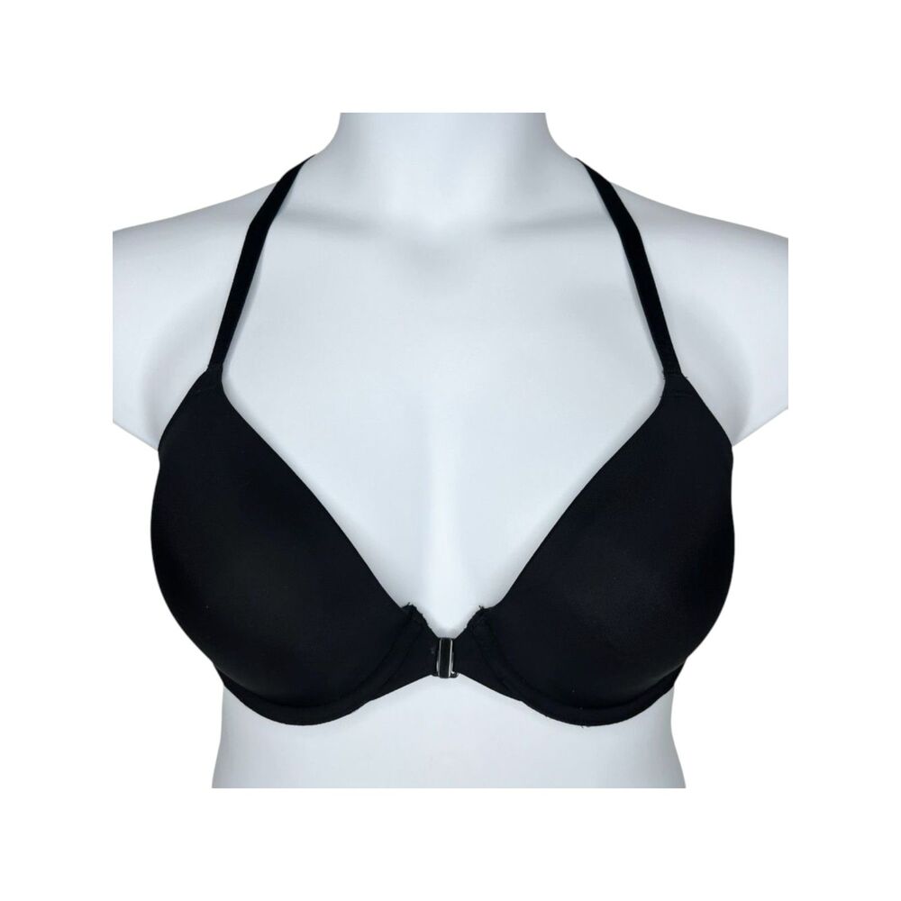 Wacoal Lace Impression bra sz 38C * Front Close T-Shirt Bra Black Racerback